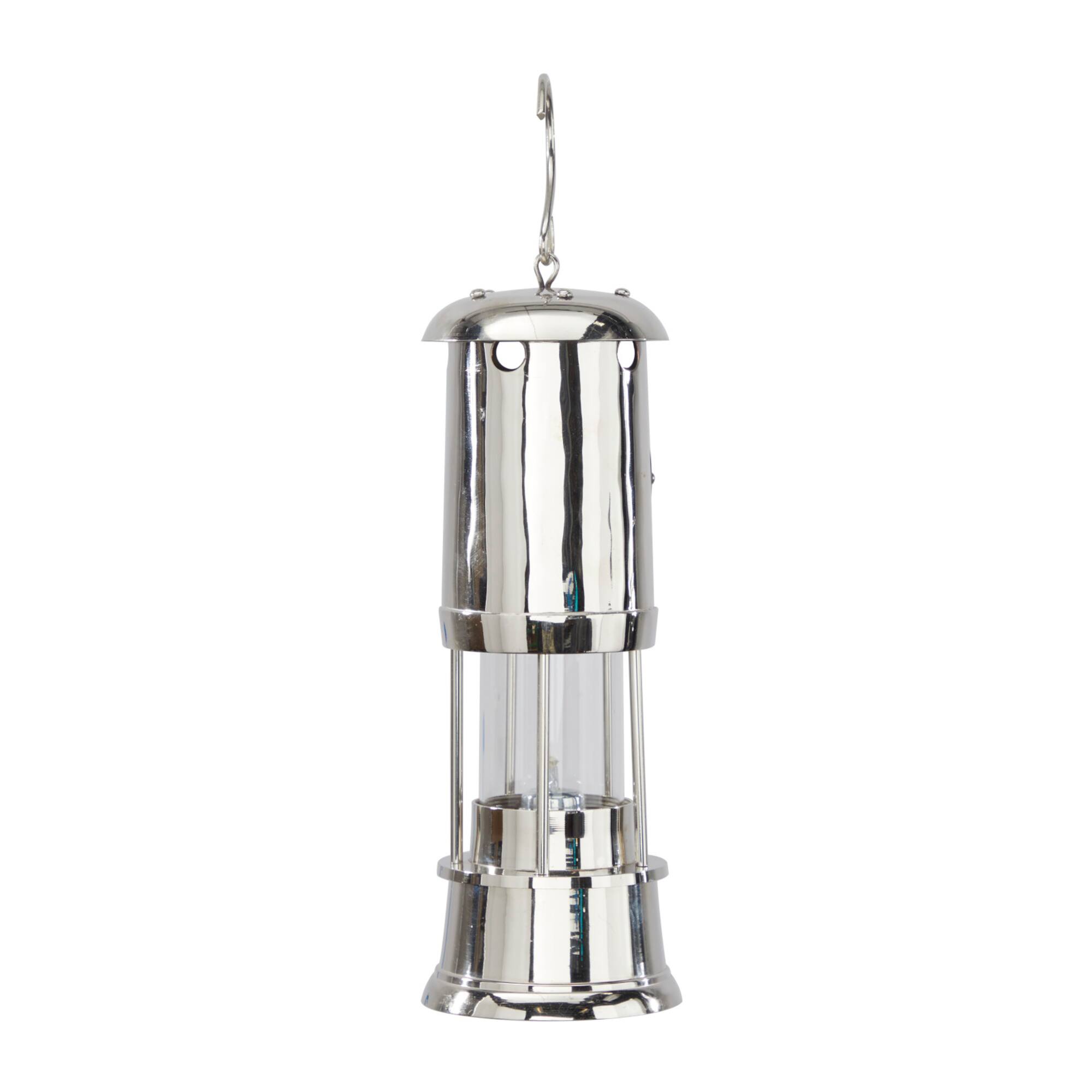11" Silver Brass Candle Lantern